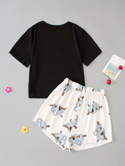 Cartoon Animal Pajama Short Set Women's Sleepwear