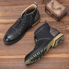 Men's PU Leather Casual Ankle Boots High Top Dress Shoes