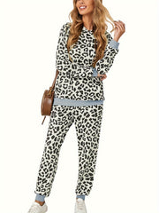 Leopard Hoodie & Joggers Two Piece Set