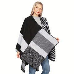 Plaid Block Scarf Warm Shawl Wrap Head Wrap Casual Gift For Mother