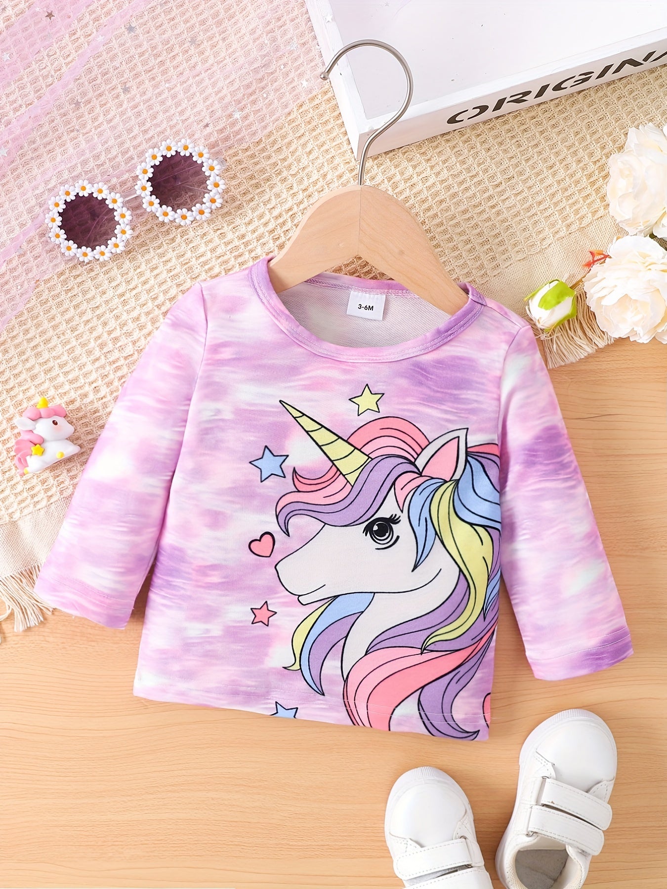 Toddler Baby Girls Horse Print Pullover Long Sleeve Top