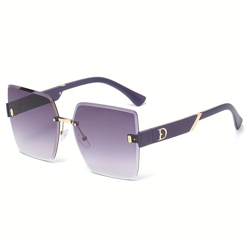 Square Rimless Sunglasses Casual Gradient Lens UV400