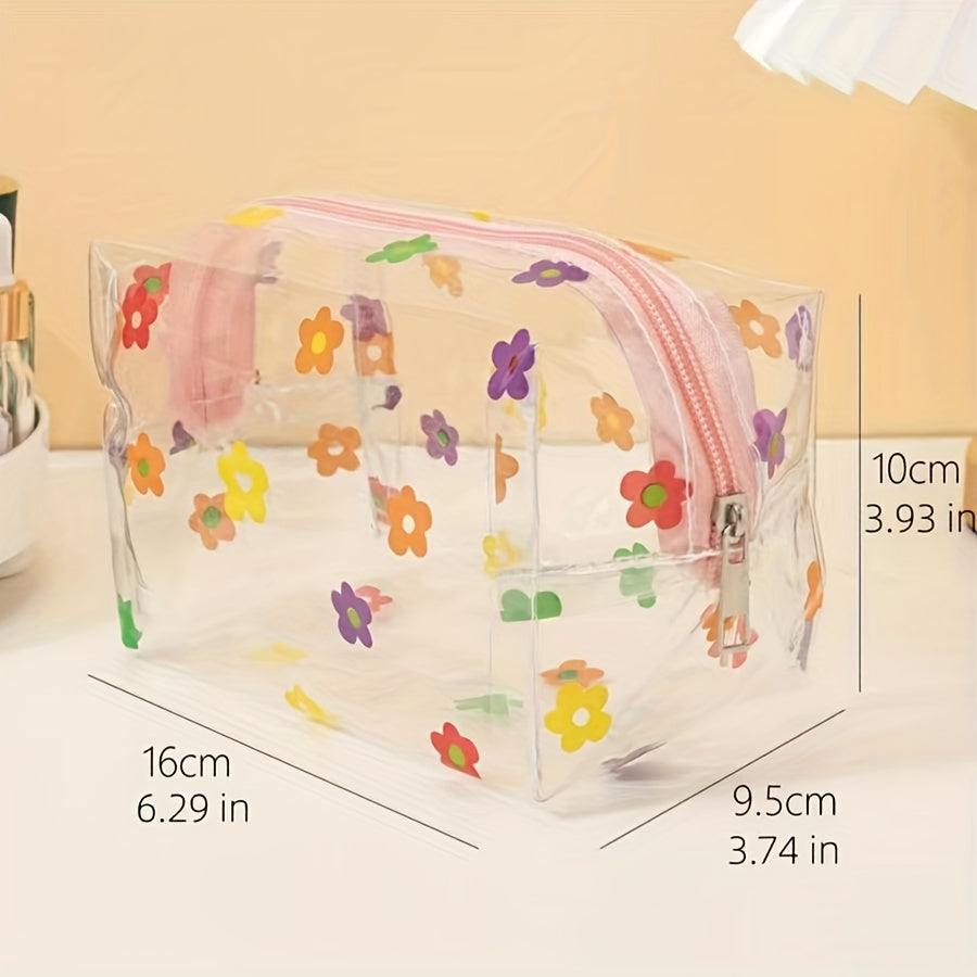 Floral Print Makeup Bag Zipper Waterproof Travel Toiletry Accessories Organizer