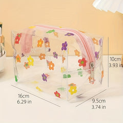 Floral Print Makeup Bag Zipper Waterproof Travel Toiletry Accessories Organizer