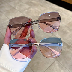 Gradient UV400 Rimless Sunglasses for Summer Travel