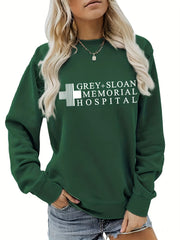 Letter Print Crew Neck Sweatshirt for Women