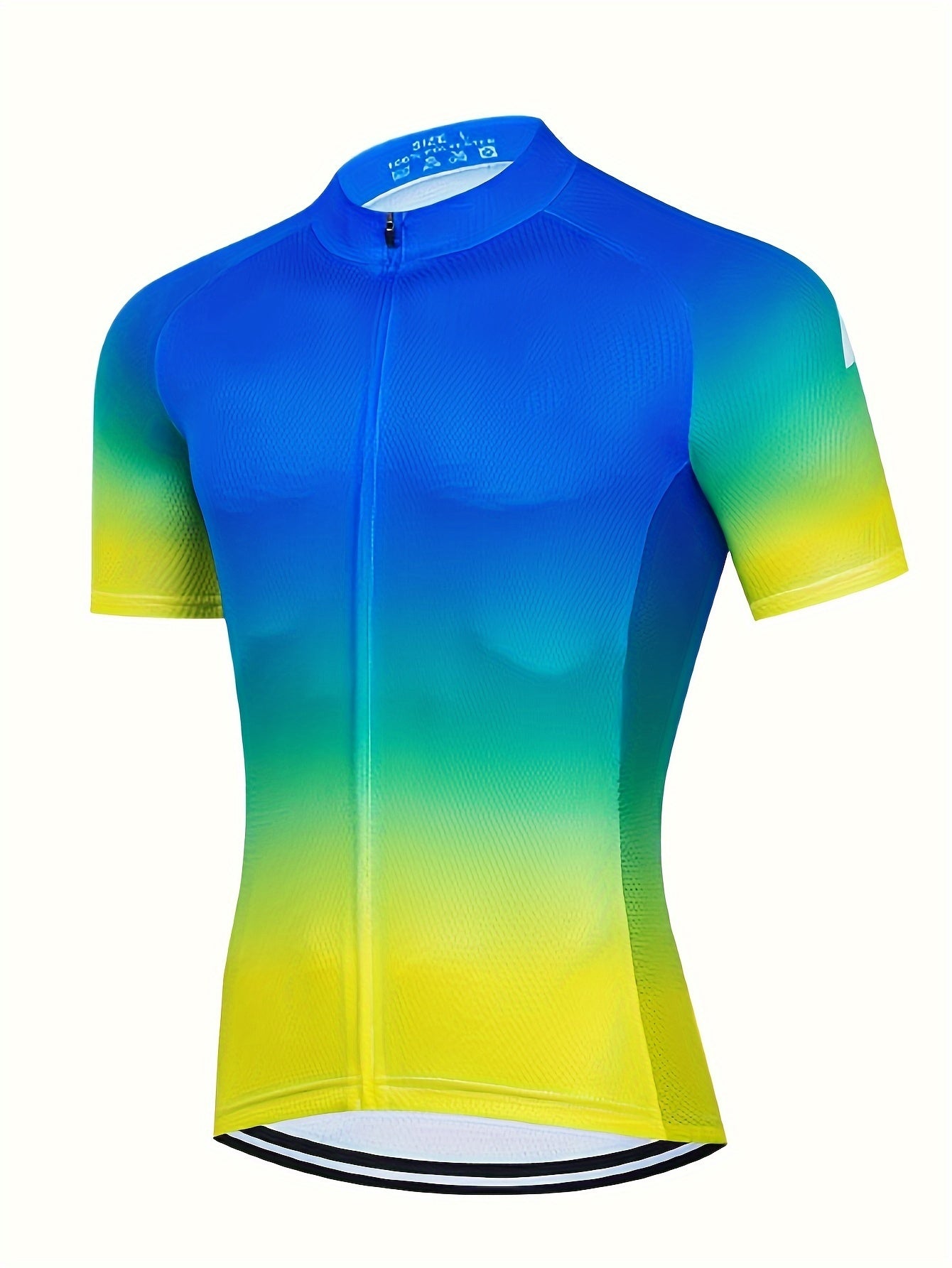 Men's Geometric Pattern Cycling Jersey Long Sleeve Crew Neck Shirt
