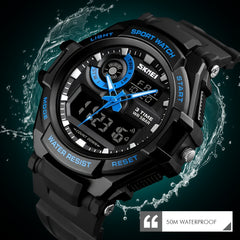Round Digital Watch With Silicone Band Waterproof Sporty Style