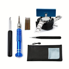 12pcs Watch Repair Kit Screwdriver Wrench Case Opener Holder