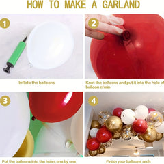 Red Golden Balloon Garland Wedding Christmas Birthday Party Decoration