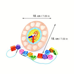 Wooden Number Animal Clock Shape Alarm Building Blocks
