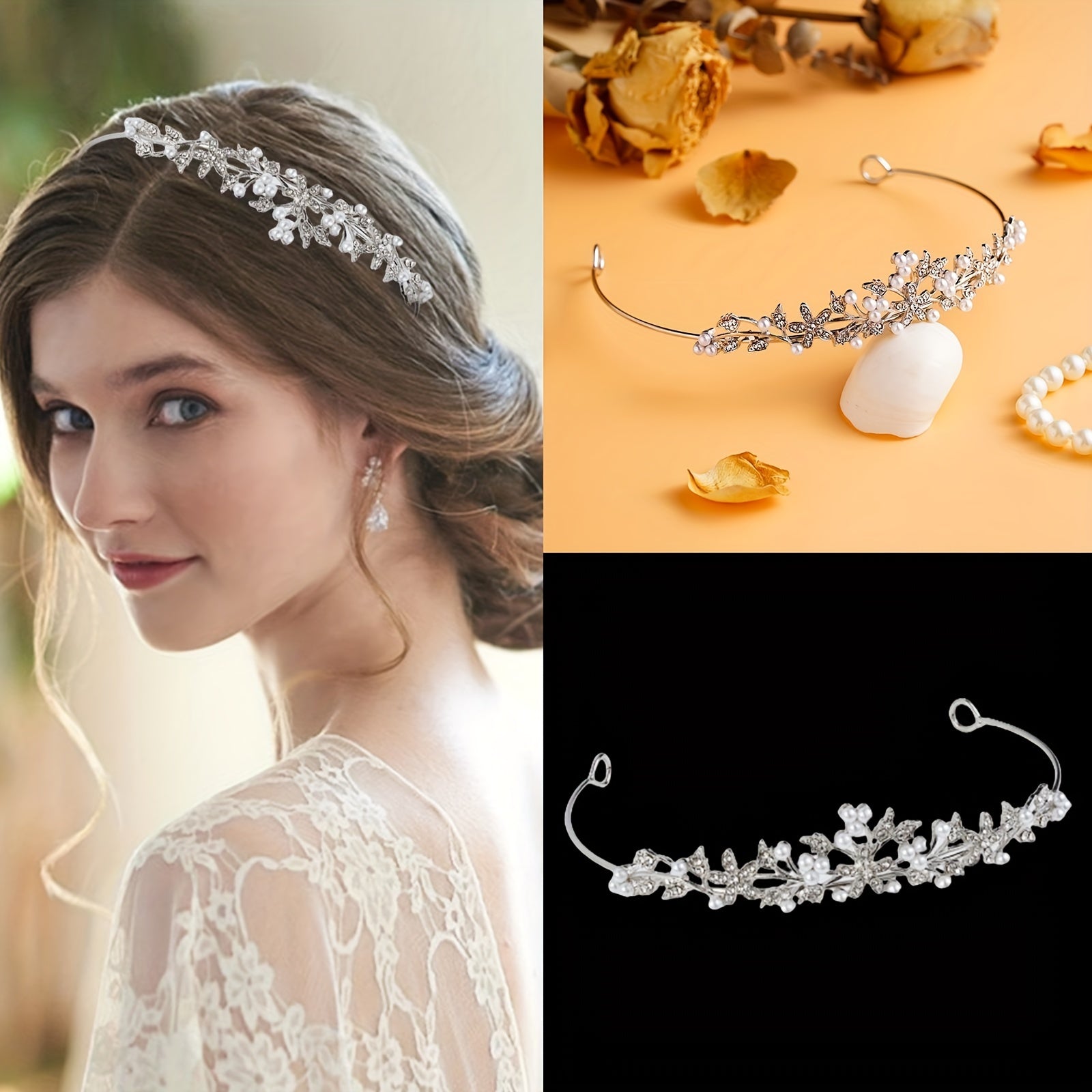 Bridal Rhinestone Pearl Headband Tiara Wedding Accessories
