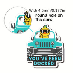 35 Duck Tag Game Cards with Rubber Bands - You've Been Ducked!
