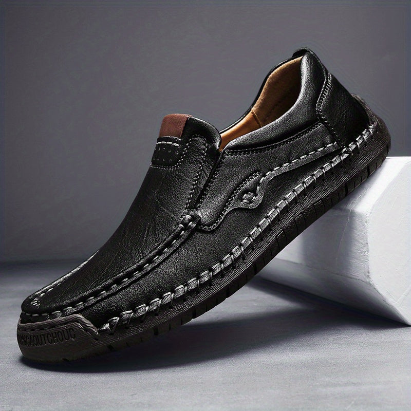 Men's Stitch Detail Moc Toe Loafer Shoes Comfy Slip On Shoes