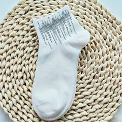Sparkly Rhinestone Crew Socks Women's Stockings