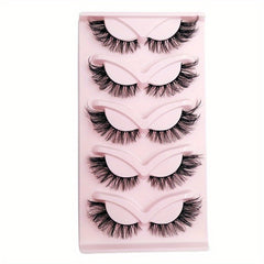 5 Pairs Cat Eye Lashes 20mm Fluffy False Eyelashes Soft Winged End Extension
