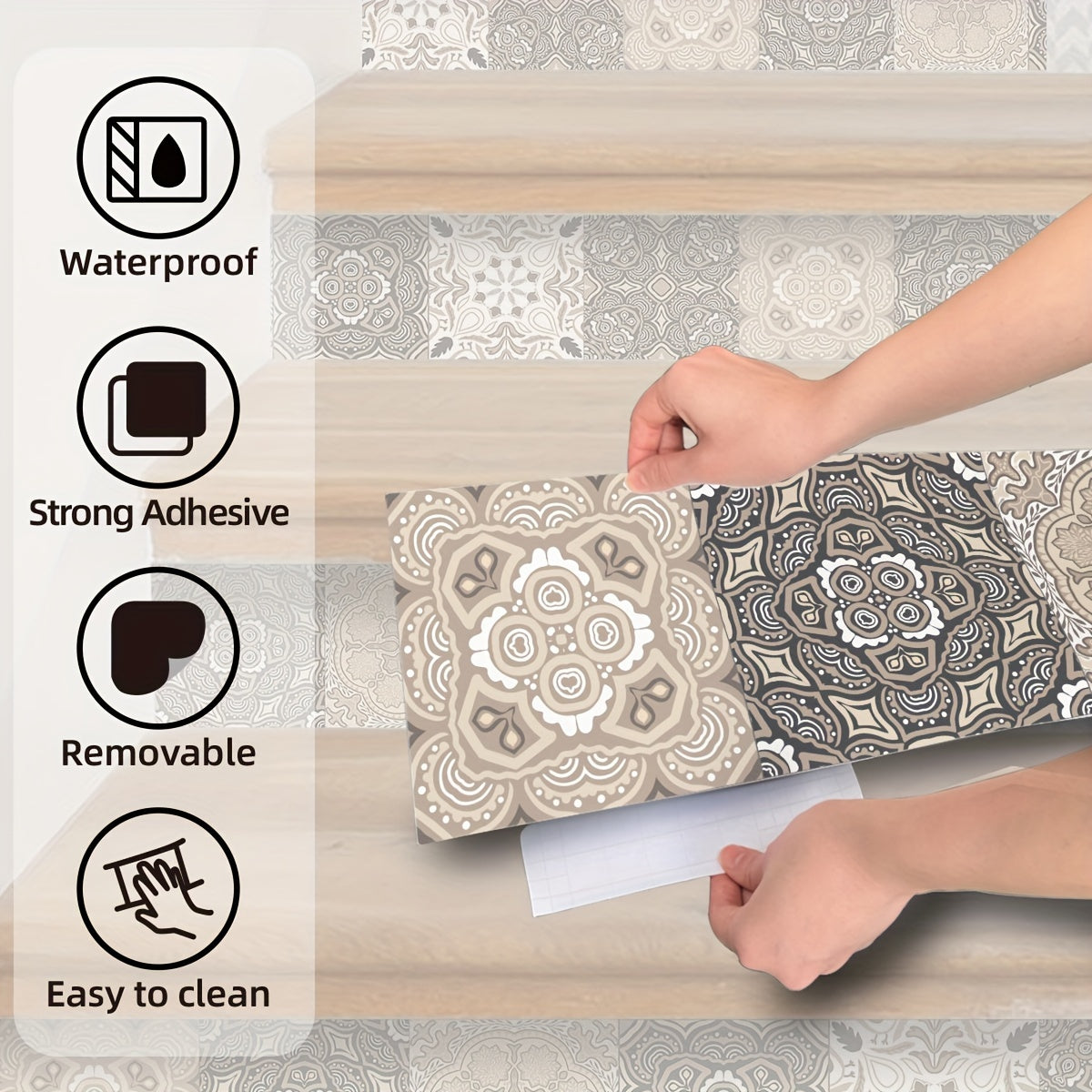 Bohemian Pattern Stair Stickers Self-adhesive Wallpaper