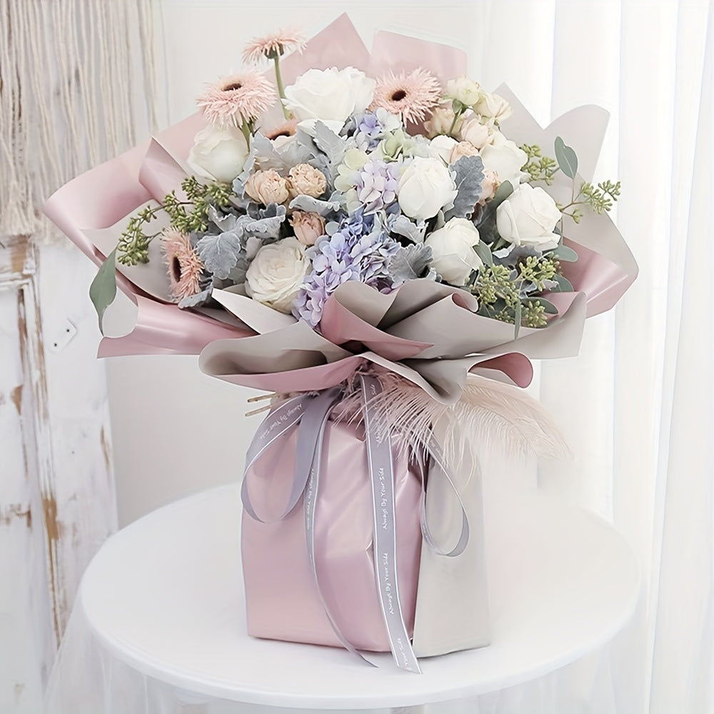 10 Sheets Double Sided Rose Golden Flower Wrapping Paper