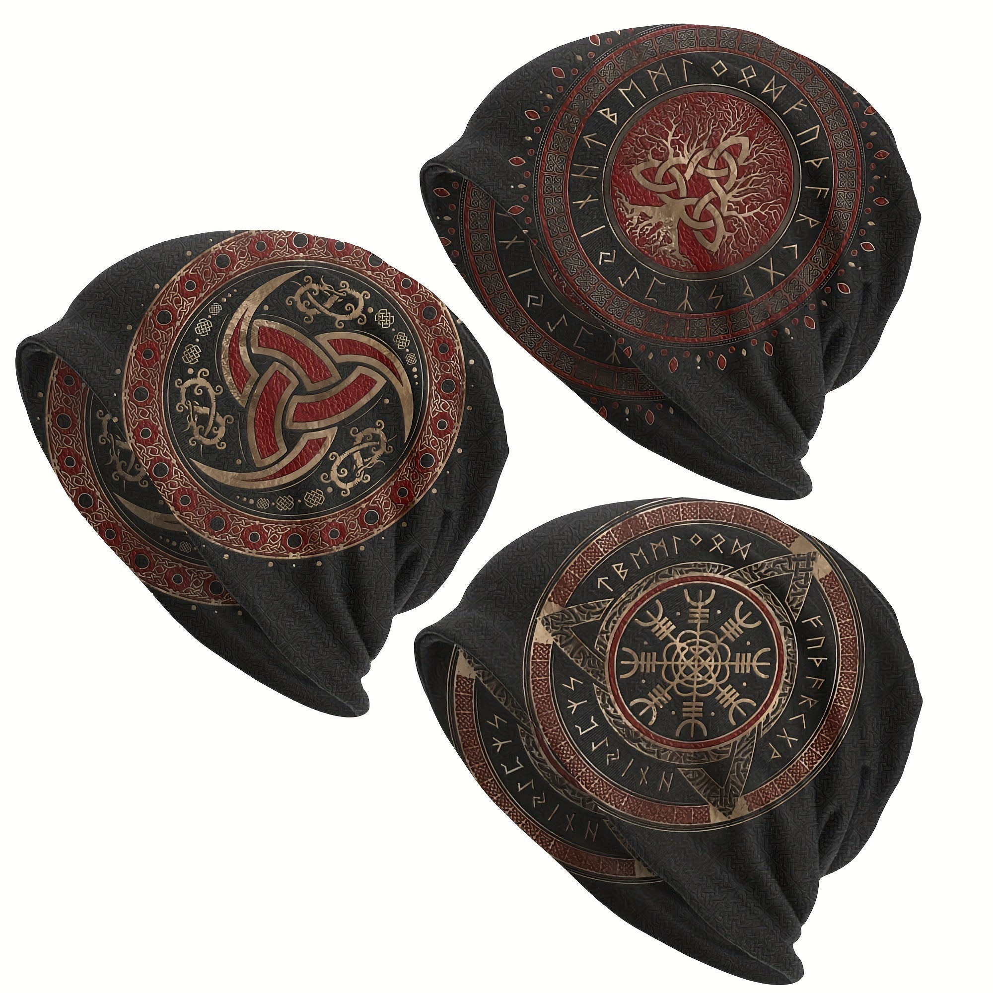 Viking Style Thin Beanie Hats Vegvisir Tree Of Life Pattern Ski Cap