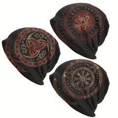Viking Style Thin Beanie Hats Vegvisir Tree Of Life Pattern Ski Cap