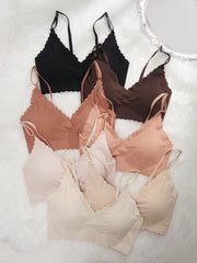 7pcs Solid Push Up Bra Comfy Removable Padded Seamless Anti-sagging Bra