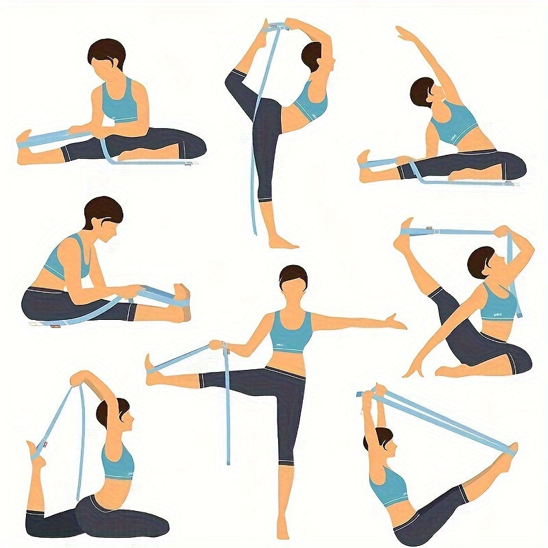 Adjustable Yoga Stretch Band w/ D Ring for Exercise Resistance