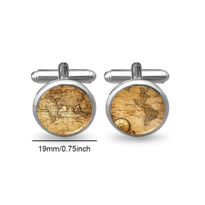 World Map Cufflinks Vintage Cufflinks For Gift