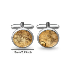 World Map Cufflinks Vintage Cufflinks For Gift