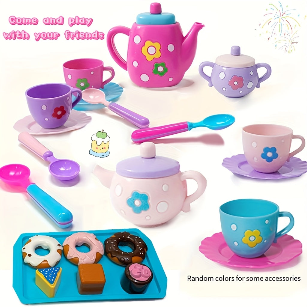 Tea Party Play Set for Little Girls Pretend Princess Tea Time Kitchen