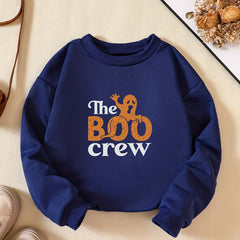 Girls' Ghost And Letter Print Sweatshirt Pullover For Halloween Outfit