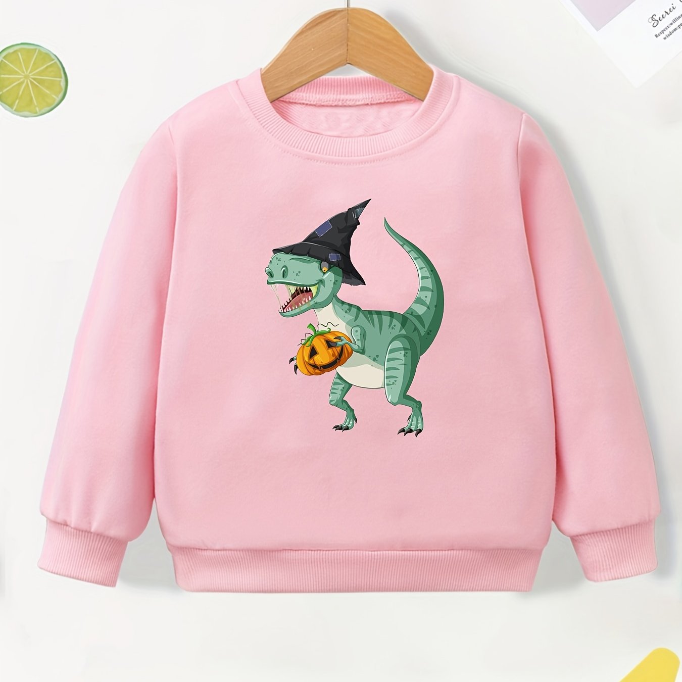 Dino & Pumpkin Girls Sweatshirt for Halloween Party