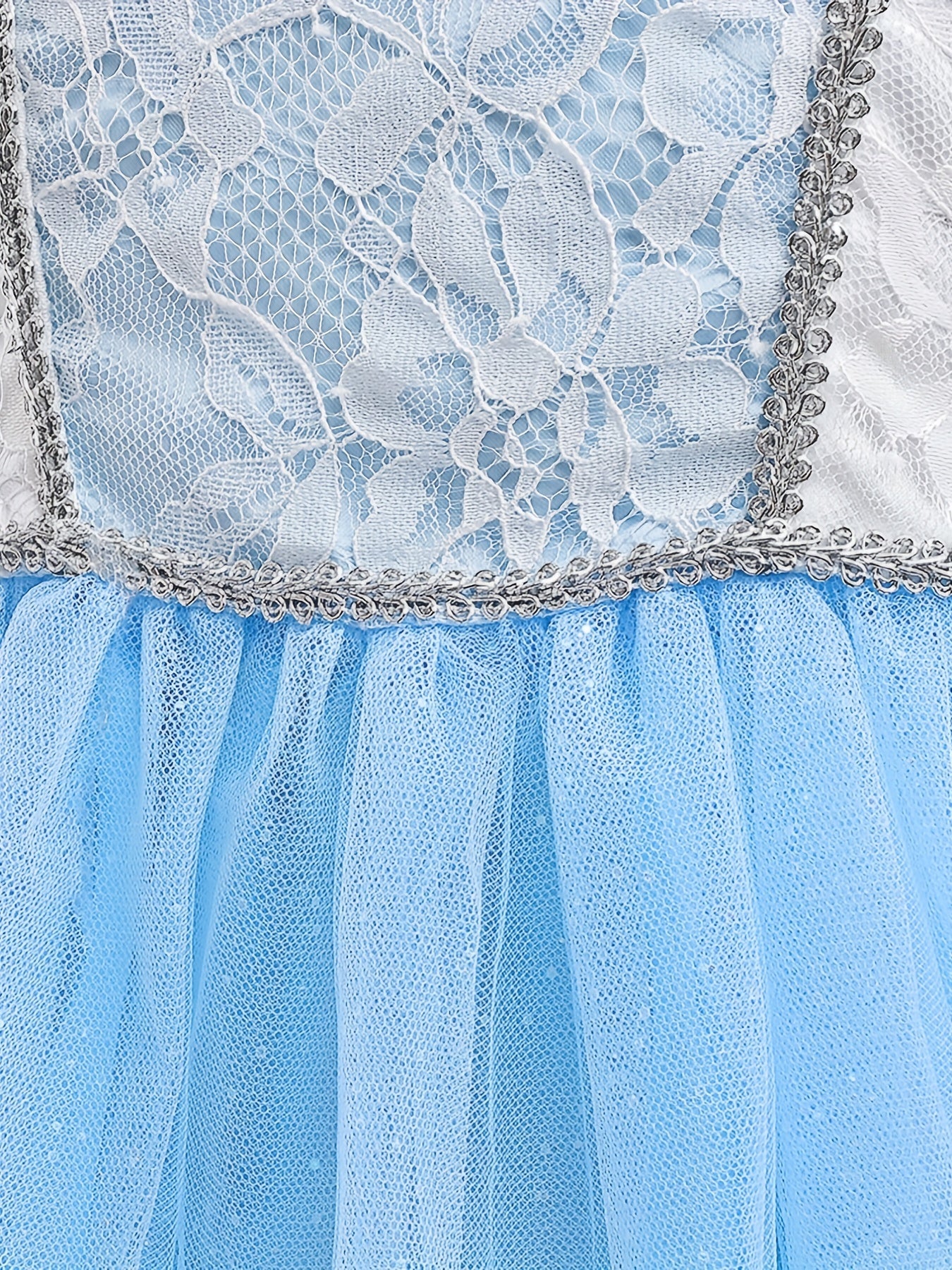 Princess Halloween Costume Dress Up Girls Fairy Tale Lace Embroidered Puff Sleev