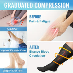 5 Pairs Plus Size Knee High Copper Compression Socks for Women & Men