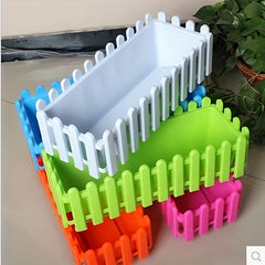 Rectangular Fence Flower Pots for Balcony, Pastoral Design