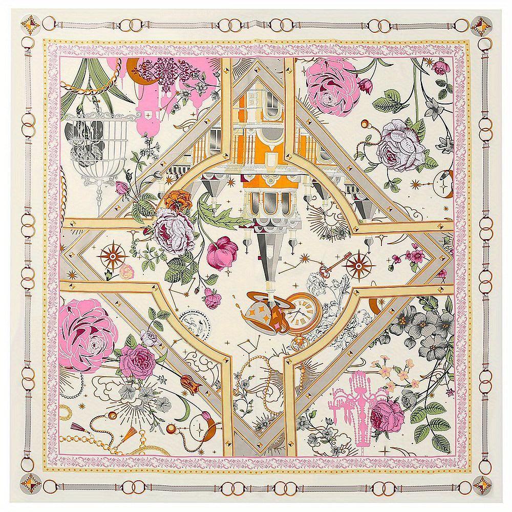 Castle & Flower Bandana Silk Tube Top Casual Shawl Scarf Wrap