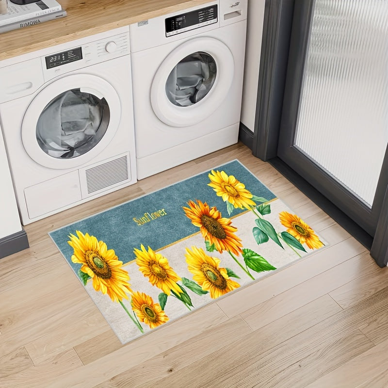 Sunflower Print Rug Machine Washable Mat for Bedroom and Living Room