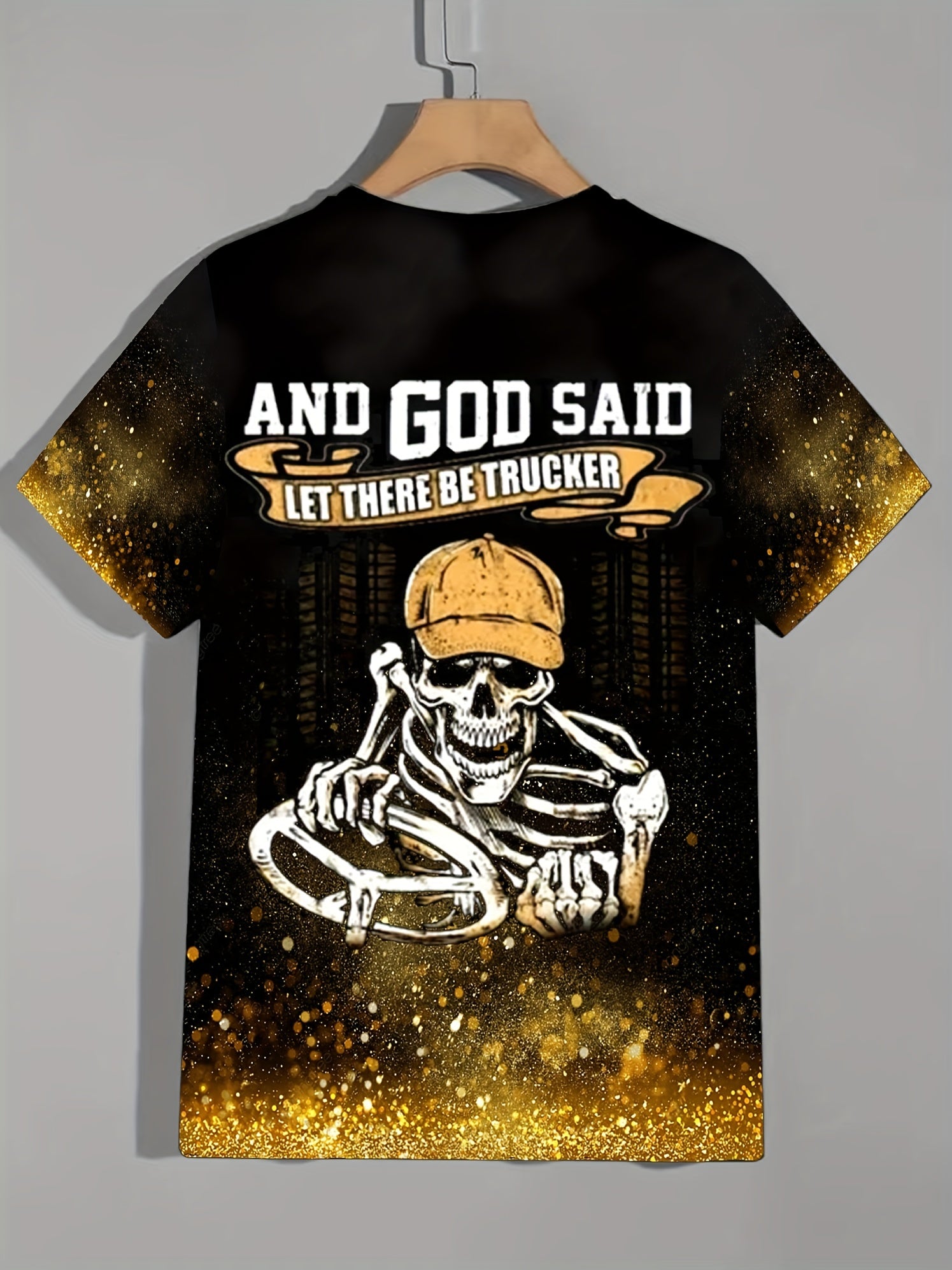 Skeleton Print Men's Graphic T shirt for Summer