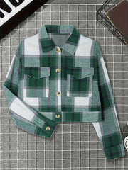 Plaid Print Button Front Jacket Outerwear Women's Clothing