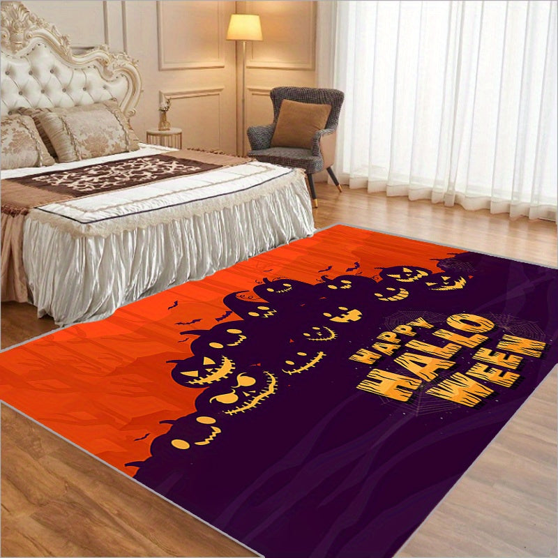 Halloween Area Rug Pumpkin Bat Silhouette Runner Non Slip Washable Floor Mat