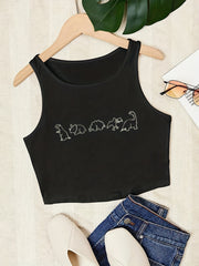 Dinosaur Print Crop Tank Top for Women