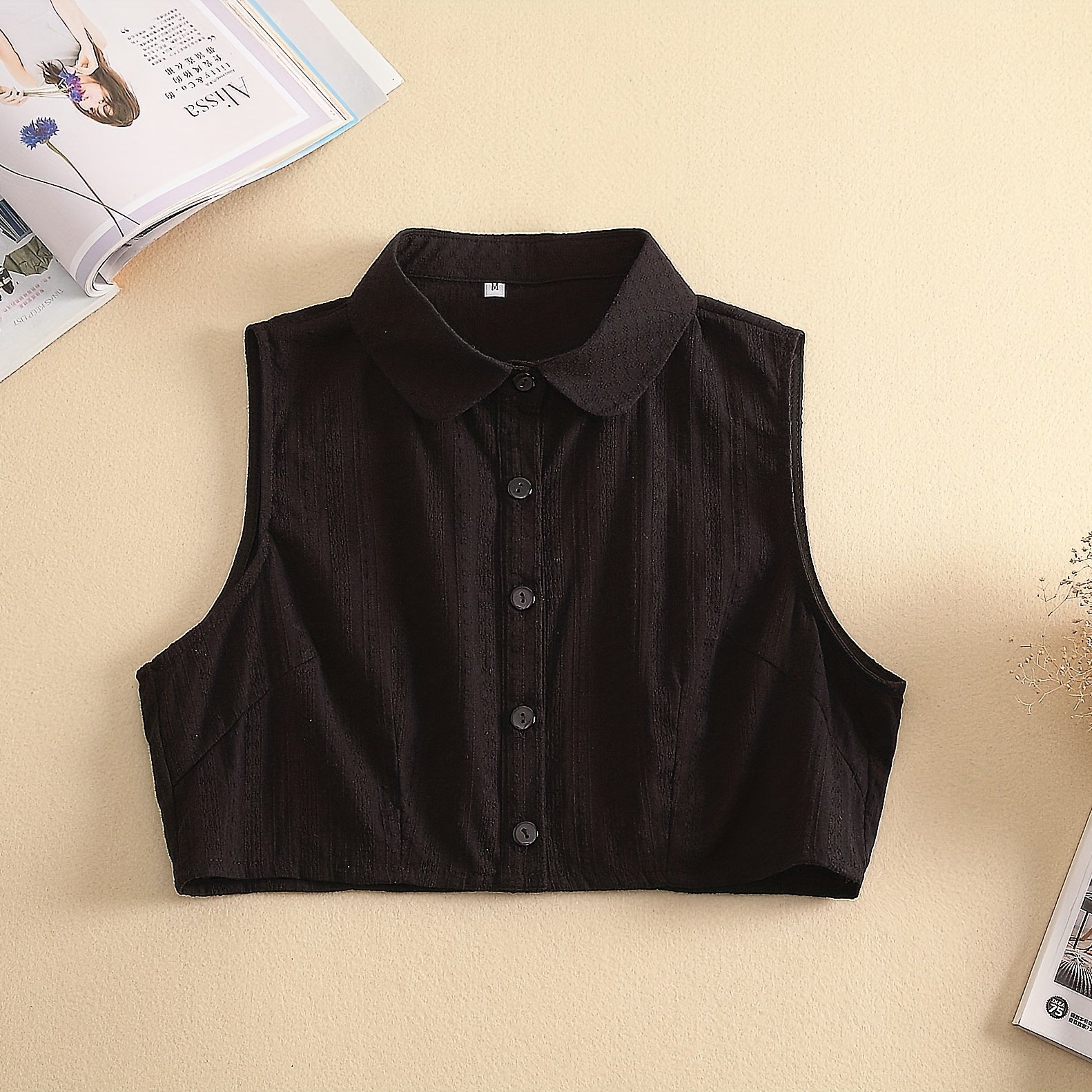 Round Neck False Collar Polyester Casual Half Shirt Style False Collar