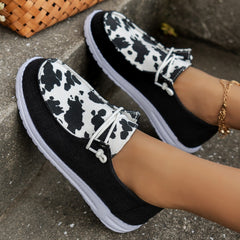 Women's Casual Sneakers Breathable Walking Shoes Cow Pattern Anti Slip