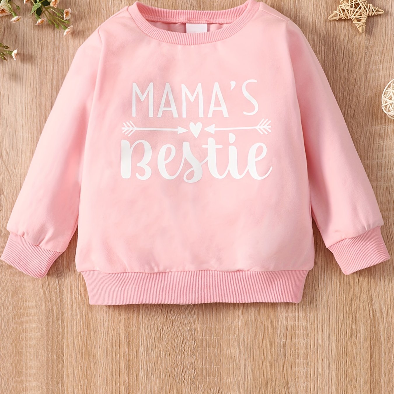 Girls Sweatshirt 'Mama's Bestie' Graphic Long Sleeve Top Pullovers