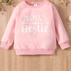 Girls Sweatshirt 'Mama's Bestie' Graphic Long Sleeve Top Pullovers