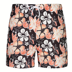 Men s Casual Booming Flowers Graphic Print Beach Shorts