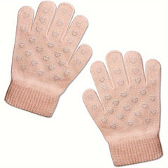 Kids Winter Gloves Knitted Warm Elastic Boys Girls 5-11
