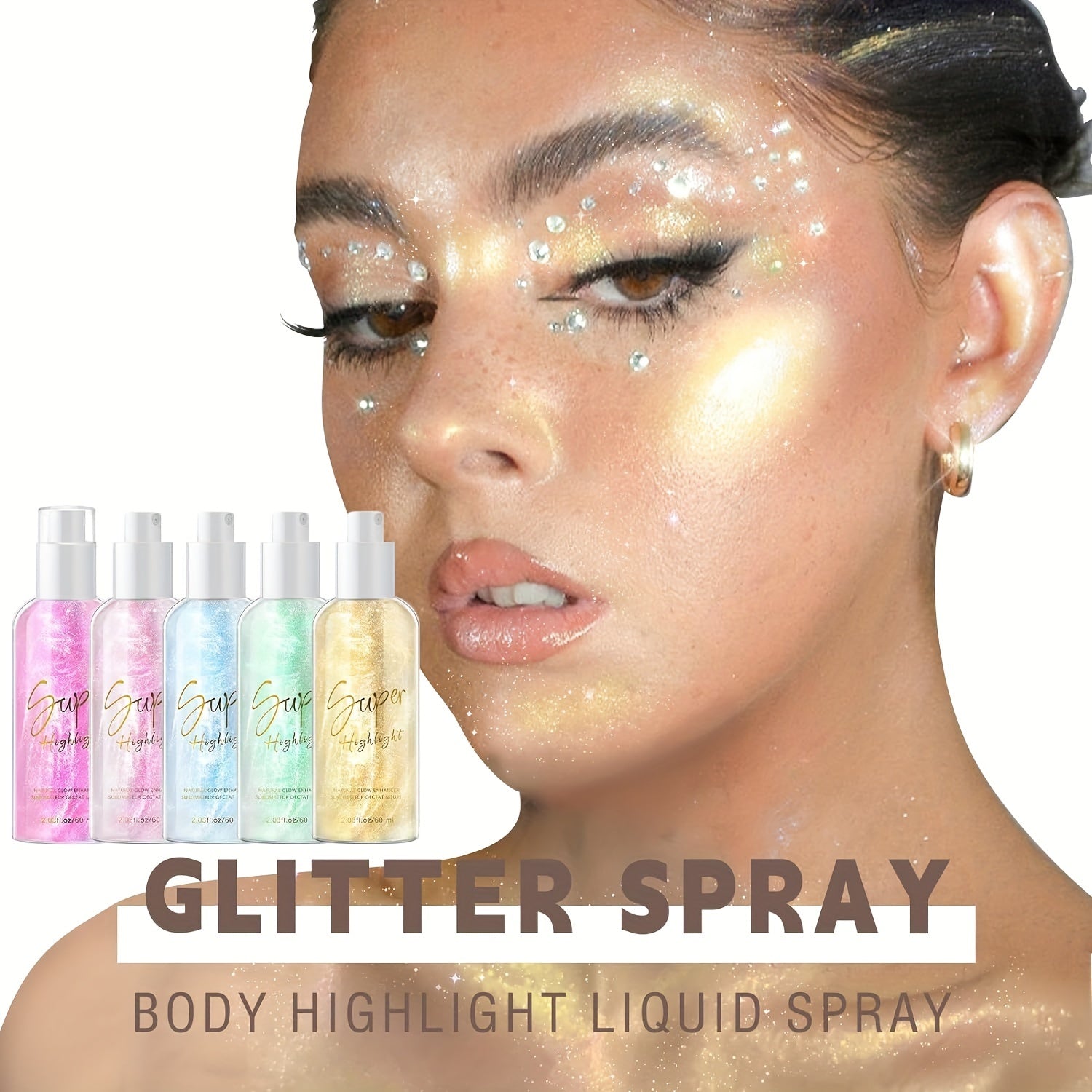 Radiant Body Highlight Spray Fine Glittery Shimmer Iridescent Stage Makeup