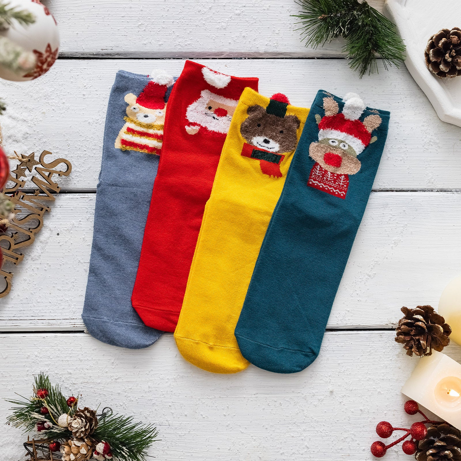 4 Pairs Women's Christmas Funny Socks Set