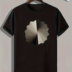 Geometric Pattern Men's Sports T-shirt, Comfortable Outdoor Fitness Apparel