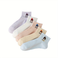 5 Pairs Cartoon Print Socks Women's Stockings & Hosiery